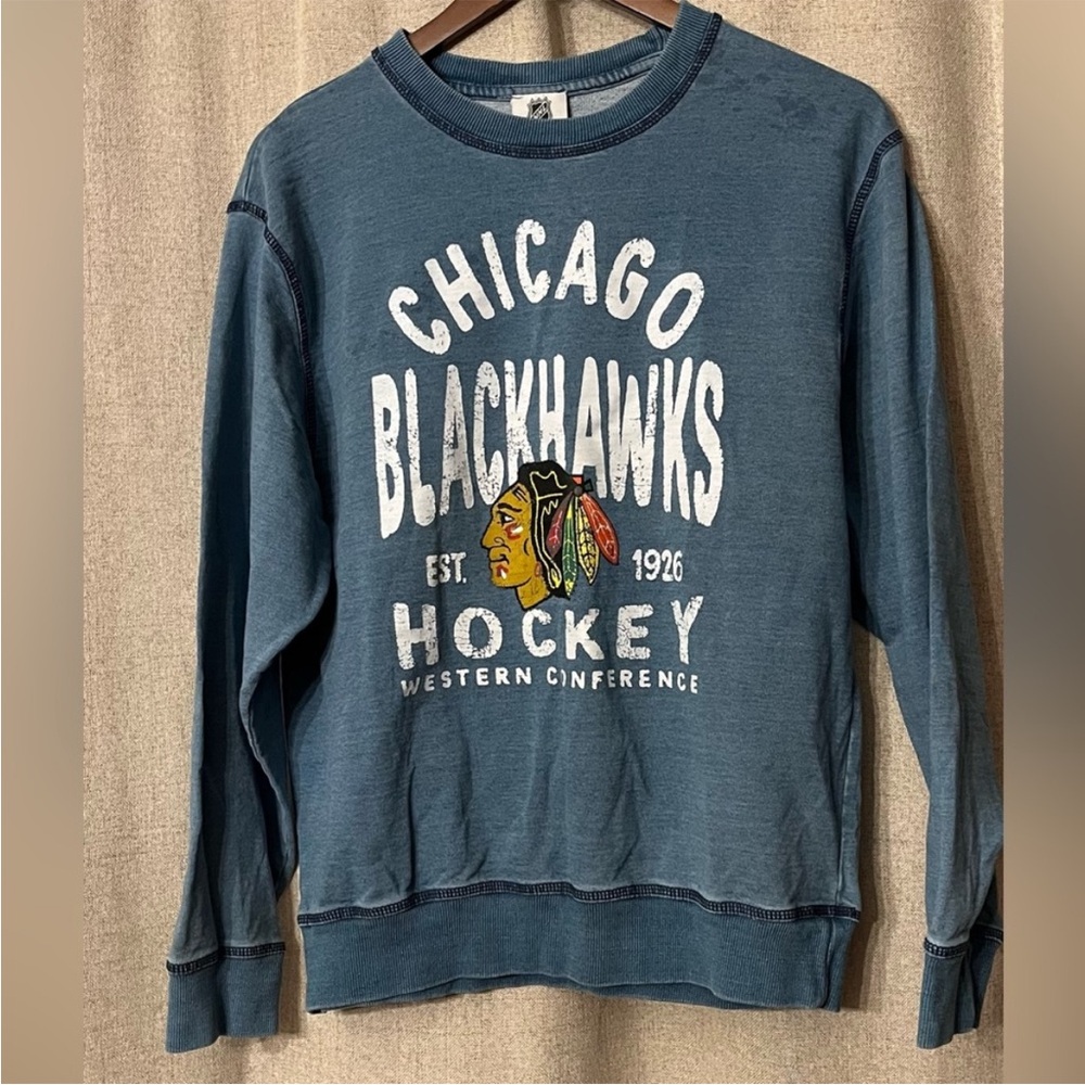 Distressed Blackhawks Crewneck